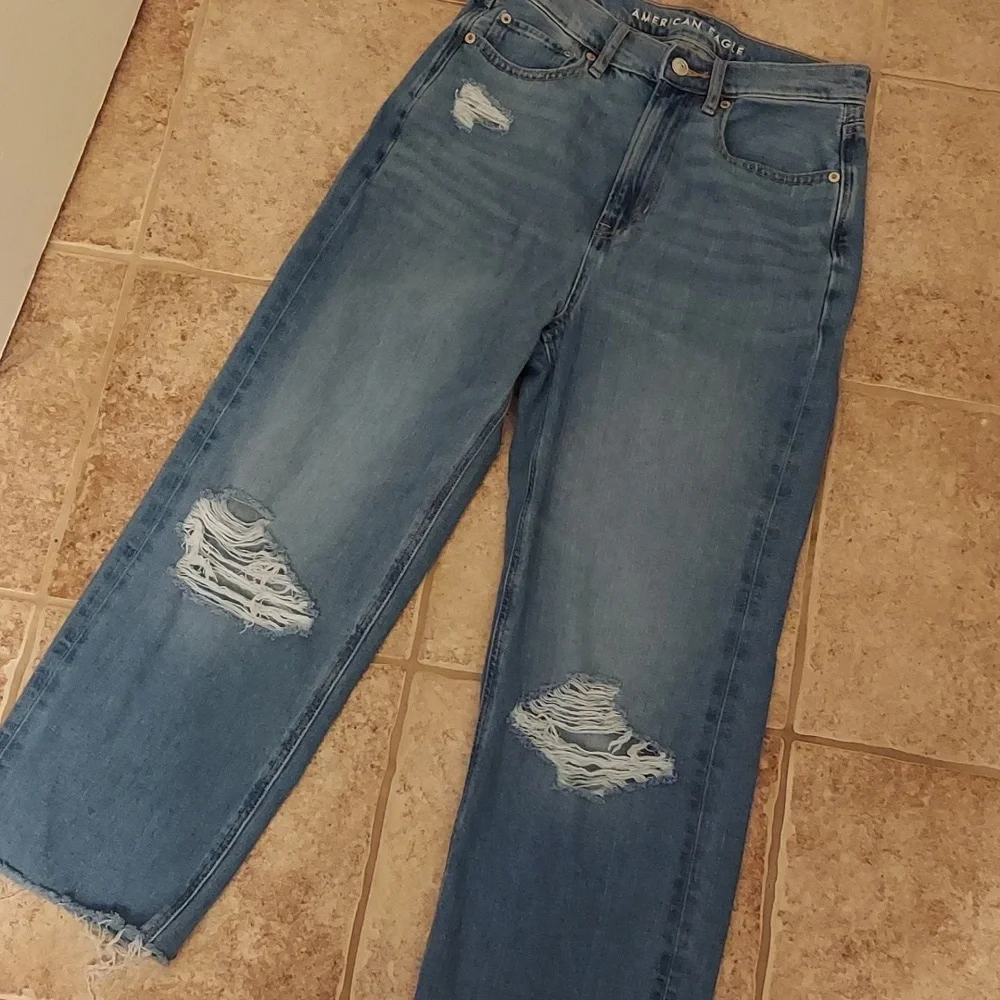 American Eagle High Rise Baggy Ankle Crop Jeans 4